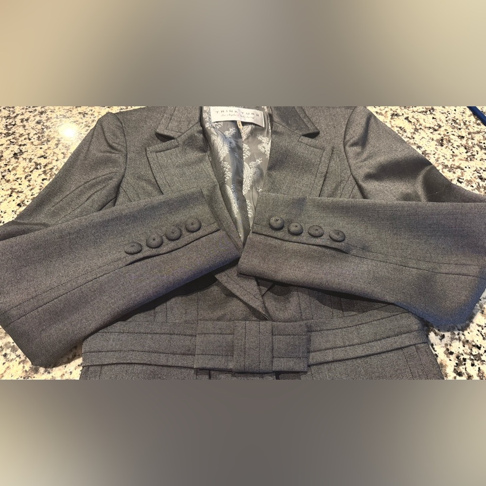 Trina Turk Charcoal Blazer with Bow Detail